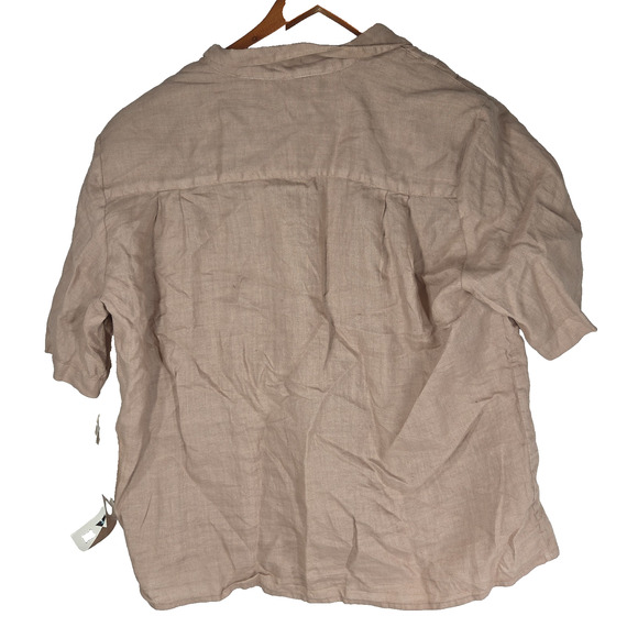 Vintage Jordan Shirt Mens Size XL Linen Beige Summer Button Up Short Sleeve NWT - Picture 2 of 14